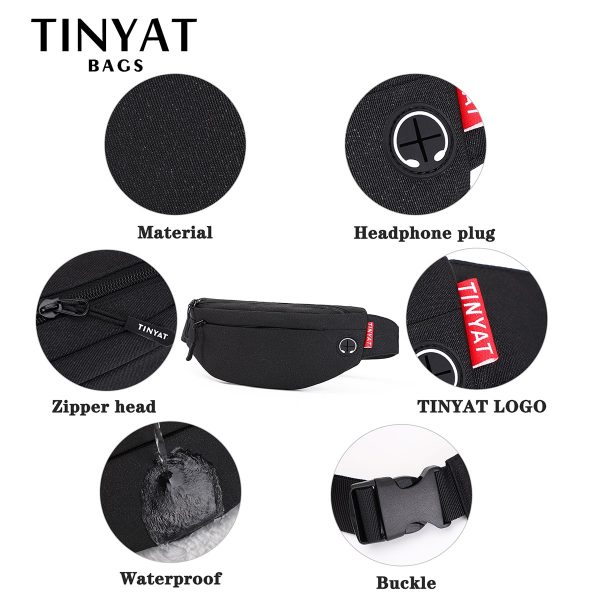 TINYAT Men Waist Bag Pack Purse Casual Large Phone Belt Bag Pouch Women's Canvas Travel Phone Bag Fanny Banana Bag Hip 4 Pockets - Image 4