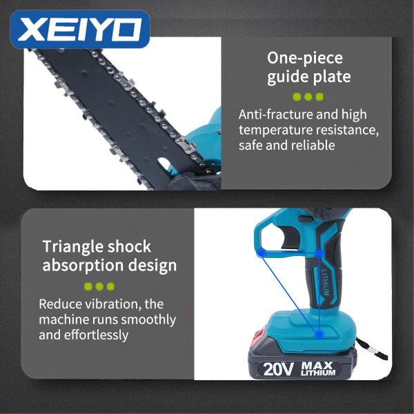 XEIYO 6 Inch Electric Chainsaw for Makita 18V Battery Rechargeable Mini Woodworking Wood Cutter Garden Hand Tools Man Chain Saw - Image 6