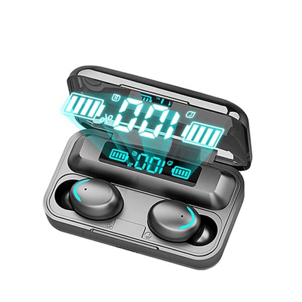 True wireless f9 f9-5 black earbuds in ear buds earbuds with power bank wholesale noise cancelling tws earphone - Image 3
