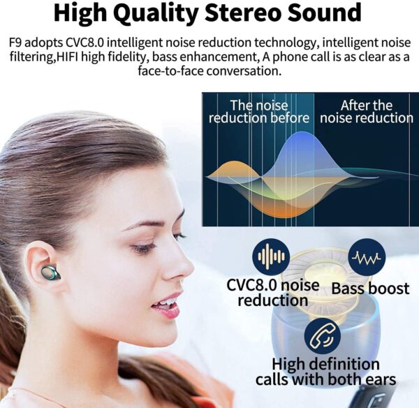 Valdus Original F9 TWS Earphones 9D Hifi Stereo Waterproof In Ear Headphone BT 5.0 LED Display Wireless Earbuds F9-5 F9-5C - Image 4