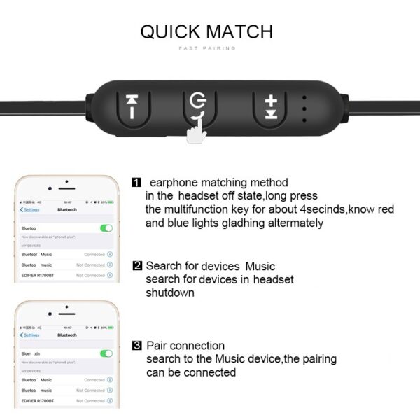 XT6 Magnetic V4.2 Earphone Sport Running Wireless Neckband Headset Headphone with Mic Stereo Music For Huawei Xiaomi - Image 2