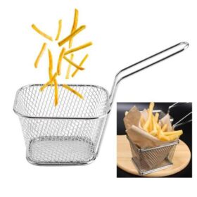 1PC Stainless Steel Metal Basket Serving Food Presentation Cooking Tools French Fries Basket Mini Fry Storage Kitchen Housewares