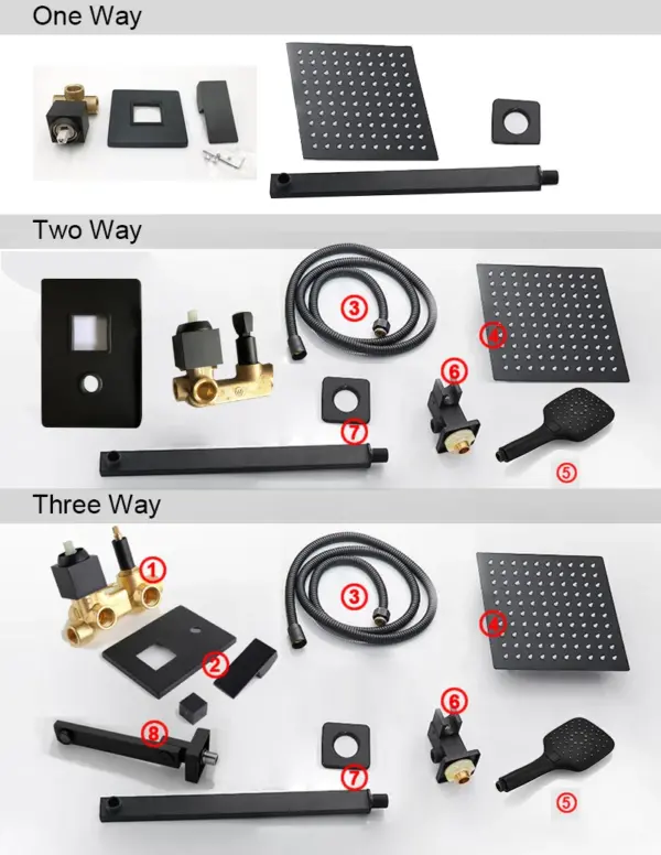 Wall mounted shower set - color Black - Image 6