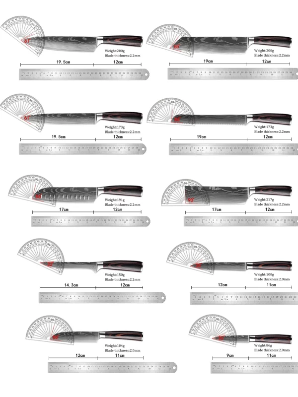 Kitchen Chef Knives Set - Carbon Stainless Steel - Image 2