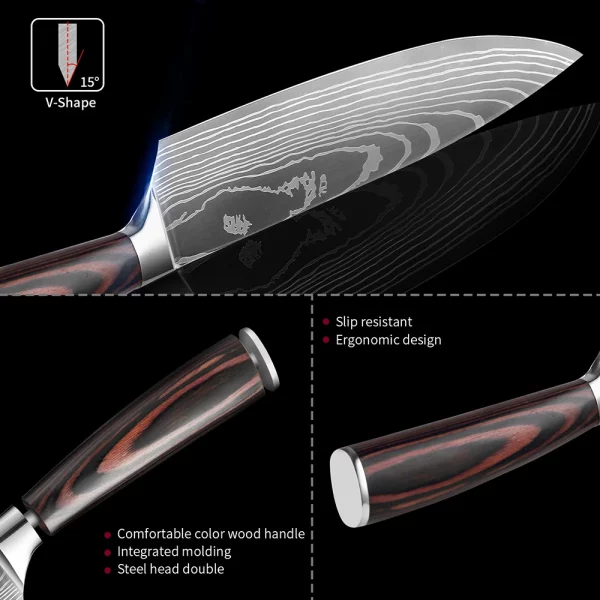 Kitchen Chef Knives Set - Carbon Stainless Steel - Image 4