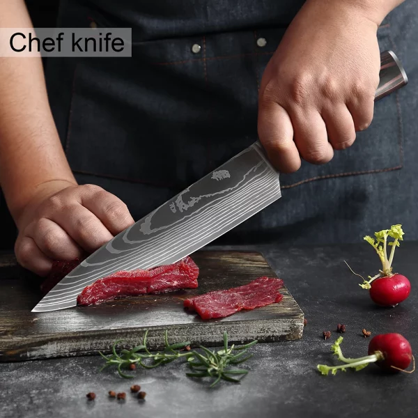 Kitchen Chef Knives Set - Carbon Stainless Steel - Image 6