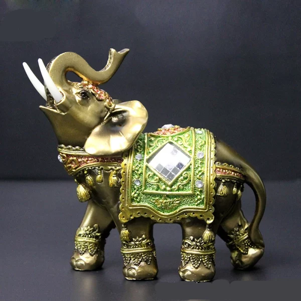 Elephant desk statue: Lucky Feng Shui Green Elephant Sculpture - Image 2