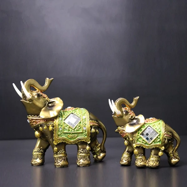Elephant desk statue: Lucky Feng Shui Green Elephant Sculpture - Image 3