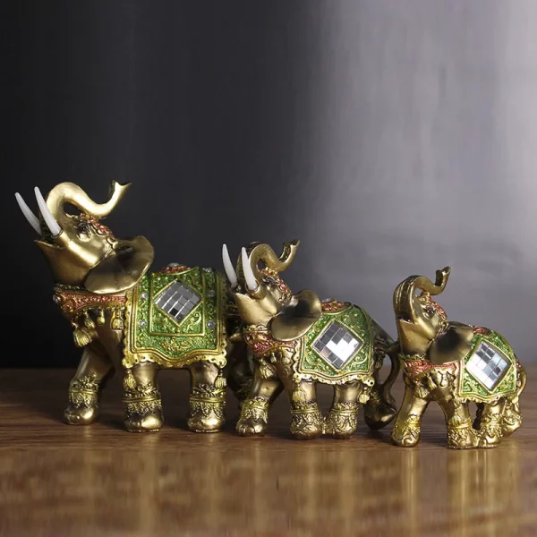Elephant desk statue: Lucky Feng Shui Green Elephant Sculpture - Image 4