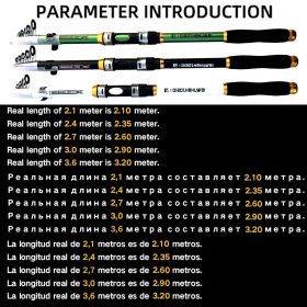 GHOTDA 2.1M -3.6M Carp Fishing Rod feeder Hard FRP Carbon Fiber Telescopic Fishing Rod fishing pole