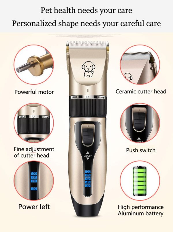 Clipper For Dog Clippers Dogs Grooming Clipper Kit USB Professional Rechargeable Low-Noise Pets Hair Trimmer Display Battery