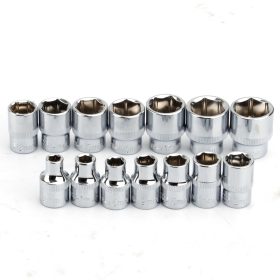 14Pcs 3/8" Drive Socke Set 6 7 8 9 10 11 12 13 14 15 16 17 18 19mm Socket Wrench Set 6 Point Socket Bit Adapter Car Repair Tools