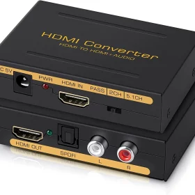 HDMI-Compatible Audio Extractor Converter HD+ Audio ( SPDIF + RCA L/R Stereo ) for Fire Stick Xbox PS5 Support 3D HDCP2.2 18Gpbs