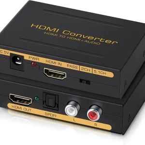 HDMI-Compatible Audio Extractor Converter HD+ Audio ( SPDIF + RCA L/R Stereo ) for Fire Stick Xbox PS5 Support 3D HDCP2.2 18Gpbs