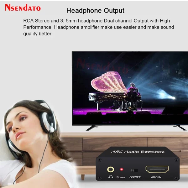HDMI ARC Audio Extractor DAC ARC L/R Coaxial SPDIF Jack Extractor Return Channel Converter For Fiber RCA 3.5mm Headphone for TV - Image 4
