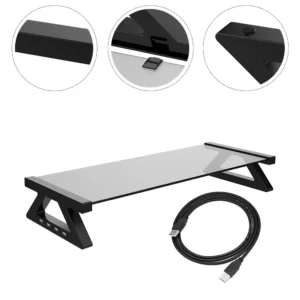 1Set Multifunctional Computer Screen Riser Stand with USB Port Desktop Laptop Elevating Rack for Comfortable Viewing Height Desk