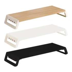 Desktop Monitor Stand Monitor Height Rack With 4 USB Ports Wooden Computer Monitor Stand Office Desk Organizer Keyboard Storage