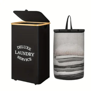 110L Foldable Laundry Basket with Wheels Ultra-Large Capacity Includes Inner Mesh Bag Handles And Lid for Clothes Storage