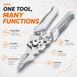 8.5 Inch Multi Functional Industrial Wire Stripper Cutter Crimper Heavy Duty Stainless Steel Electrical Pliers Ergonomic Grip