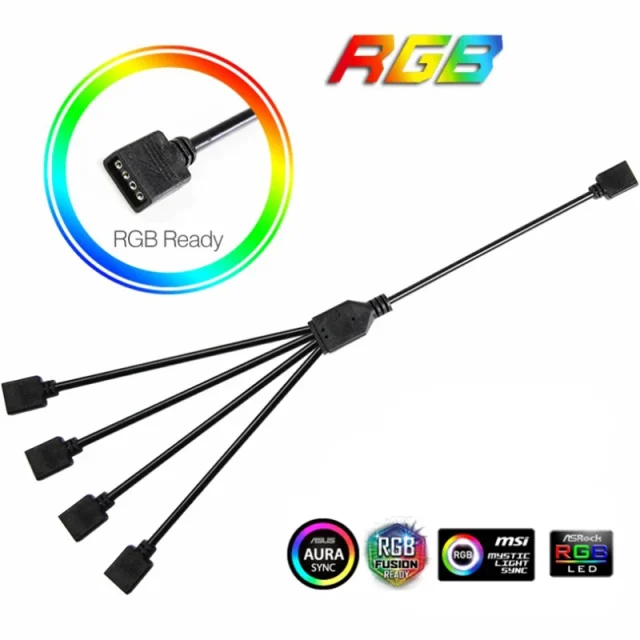 Кабель-разветвитель RGB/ARGB 4PIN 12V и 3PIN 5V, 1 в 2/3/4/5 для синхронизации | Купить в Израиле