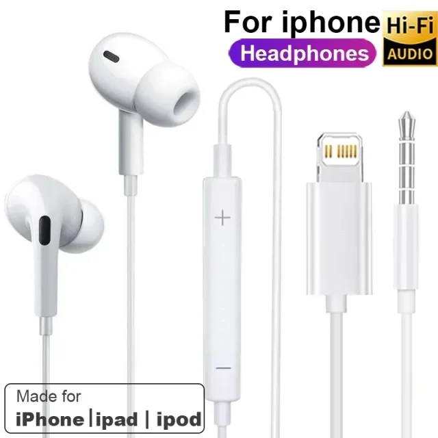 Оригинальные наушники для Apple iPhone Lightning — 14 Pro Max, 13, 12, 11, X, SE, 6, 7, 8 | доставка в Израиле