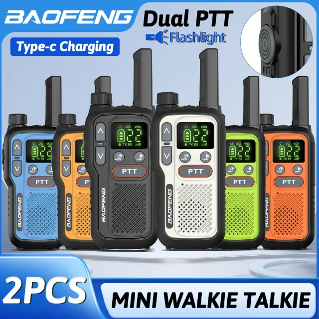 Рации Baofeng BF-T18 2шт — двойная PTT, PMR/FRS, VOX, NOAA, зарядка Type-C | купить в Израиле