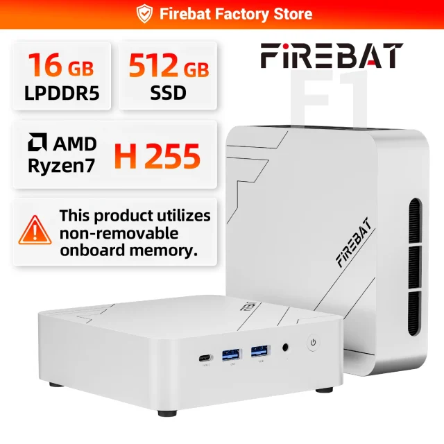FIREBAT F1 Мини-ПК AMD Ryzen 7 H255 16GB LPDDR5 512GB SSD WiFi6 Windows 11 | купить в Израиле