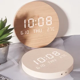 LED цифровые настенные часы с температурой, датой и временем — бесшумные, для дома | купить в Израиле