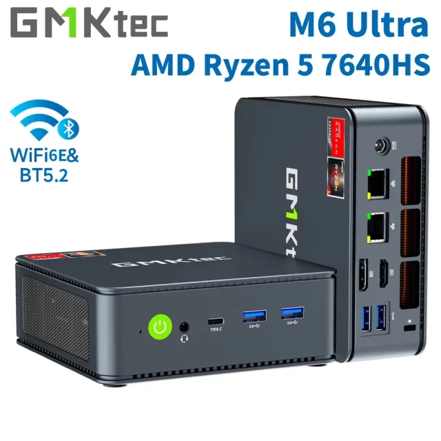 GMKtec M6 Ultra мини-ПК AMD Ryzen 5 7640HS, тройной 4K дисплей, WiFi 6 | мощный мини-компьютер